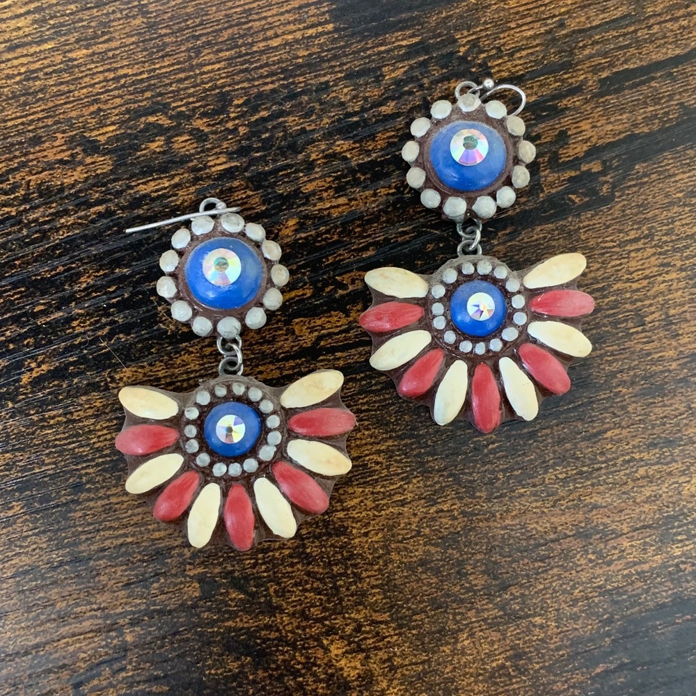 Sookie Sookie clay earrings western Americana 4th july squash blossom